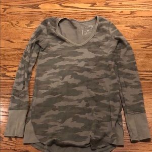camo Free People waffle shirt